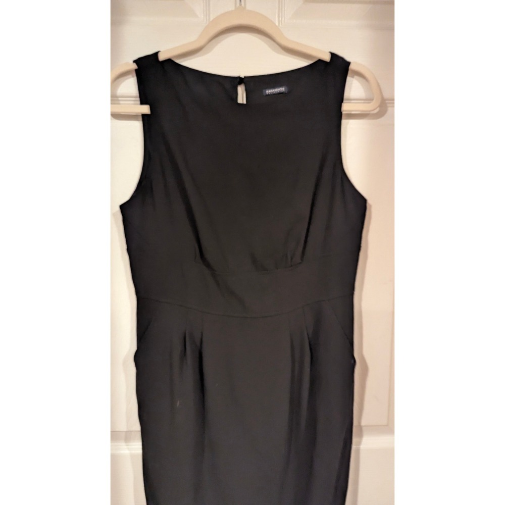Magaschoni Collection Sheath Dress S Black Sleeveless Pockets Knee Length‎ LBD - Picture 3 of 7